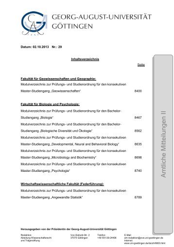 Amtliche Mitteilu nge n II - Georg-August-Universität Göttingen