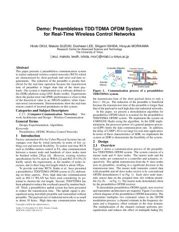 Demo: Preambleless TDD/TDMA OFDM System for Real-Time ...