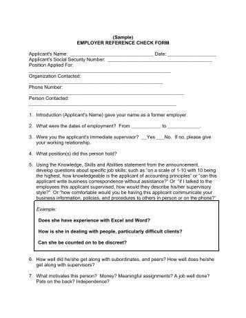 employer reference check form