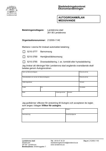 AnmÃ¤lan autogiro barnomsorg, hemtjÃ¤nst/Ã¤ldreboende ...