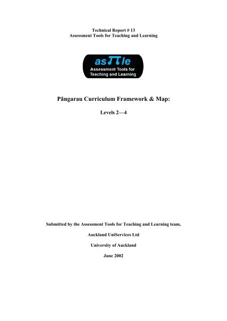 PÃ¤ngarau Curriculum Framework & Map: - e-asTTle