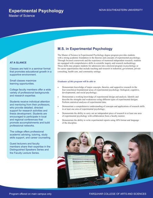 Experimental Psychology - College of Arts and Sciences - Nova ...