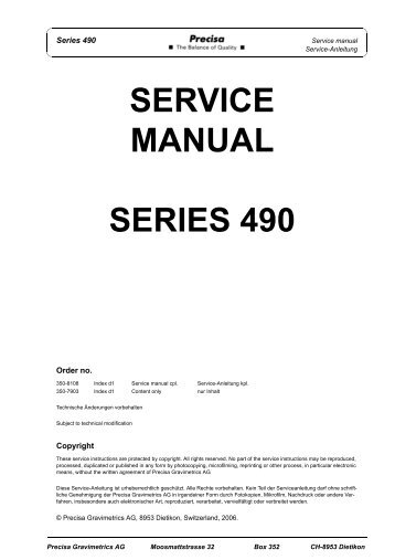 SERVICE MANUAL SERIES 490 - Precisa