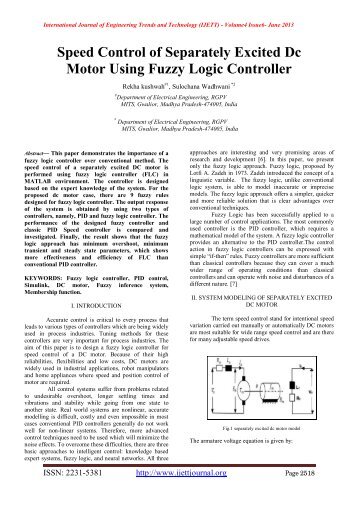 Speed Control of Separately Excited Dc Motor Using Fuzzy Logic ...