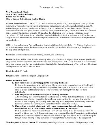 EDUC 3332 Lesson Plan Template - St. Edwards University