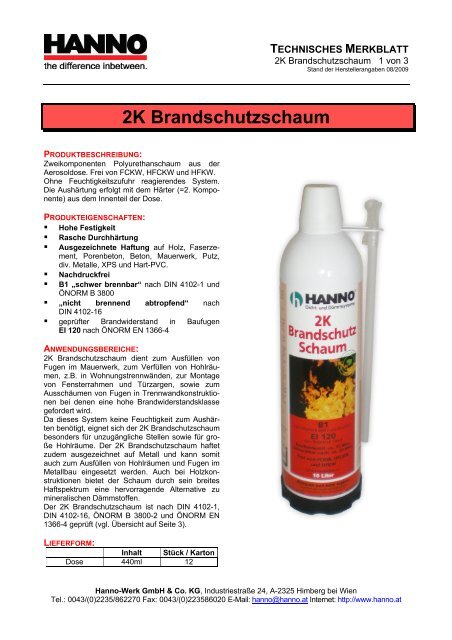 2K Brandschutzschaum - Hanno-Werk GmbH & Co KG