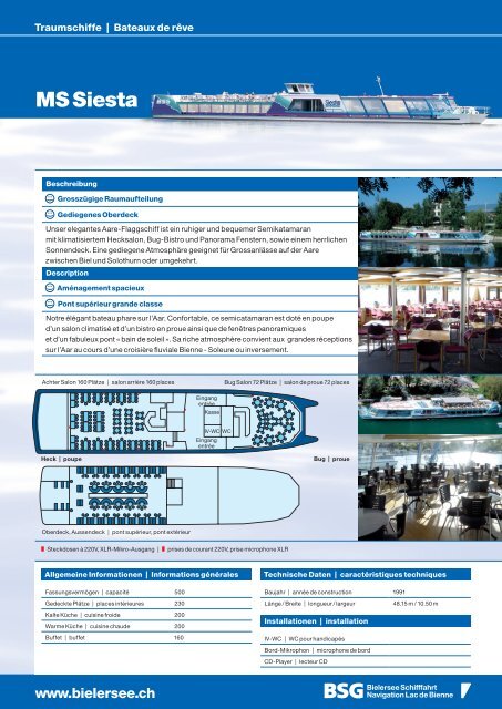 Factsheet MS Siesta - BSG - Bielersee Schifffahrt