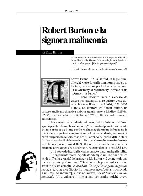 Robert Burton e la signora malinconia - Programmi di astrologia ...