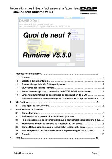 DAVIE Quoi de neuf Runtime V5.5.0 - Efichip.com