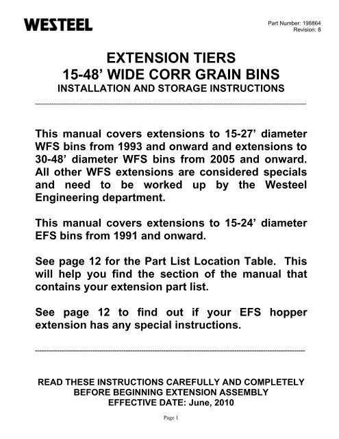 198864 WC Extension Tier INSTALLATION ... - Westeel