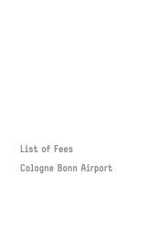 List of Fees Cologne Bonn Airport