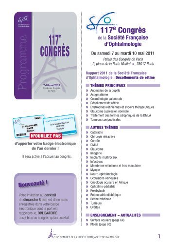 Programme en pdf - SociÃ©tÃ© FranÃ§aise d'Ophtalmologie