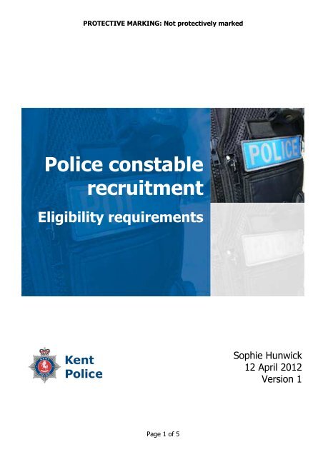 Job related fitness test for police recruitment' leaflet - Kent Police