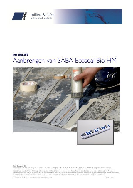 Aanbrengen SABA Ecoseal Bio HM