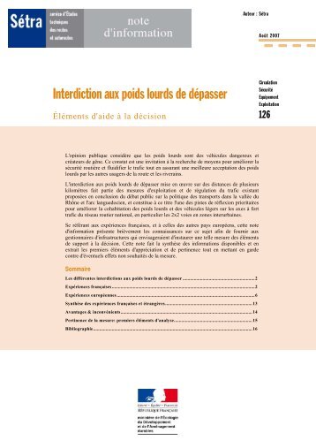 Les diffÃ©rentes interdictions aux poids lourds de dÃ©passer - SÃ©tra