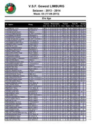 VSF Gewest LIMBURG Seizoen : 2012 - 2013 Week ... - VSF Limburg