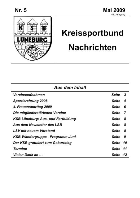 Aus- und Fortbildungen des KSB - Kreissportbund-Lüneburg