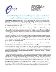 Crawford Technologies Announces VAR Agreement with ...