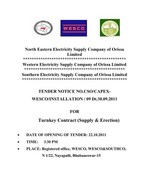 Turnkey Contract (Supply & Erection) - WESCO