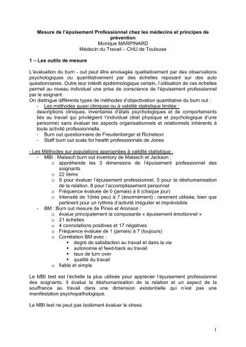 Mesure du burn out chez les mÃ©decins et princip... - Formation ...