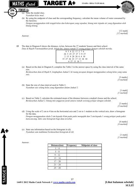 Preview Pakej Soalan Ramalan Edisi Mid Term Pilihan 1 [MATHS TINGKATAN 4]