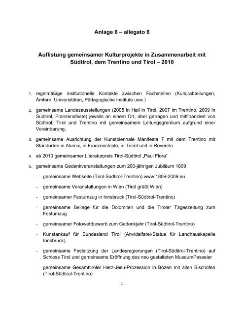 Anlage 6 – allegato 6 Auflistung gemeinsamer ... - Südtiroler Landtag