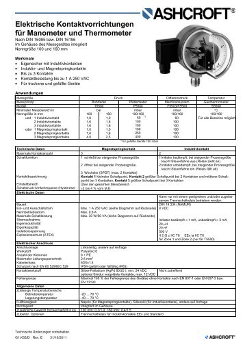 Kontakte deutsch; Rev. E - Ashcroft Instruments GmbH