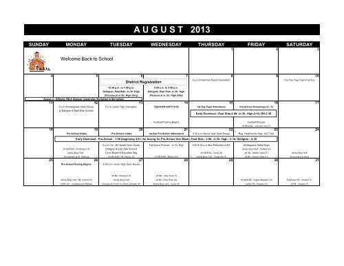 Printable Calendar Hamilton County Unit 10 School District