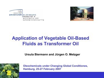 Application of Vegetable Oil-Based Fluids as Transformer Oil - abiosus