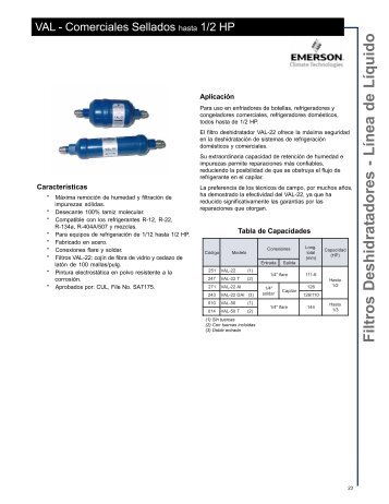 Emerson filtros deshidratadores LÃ­nea de Liquido - ServiPartes