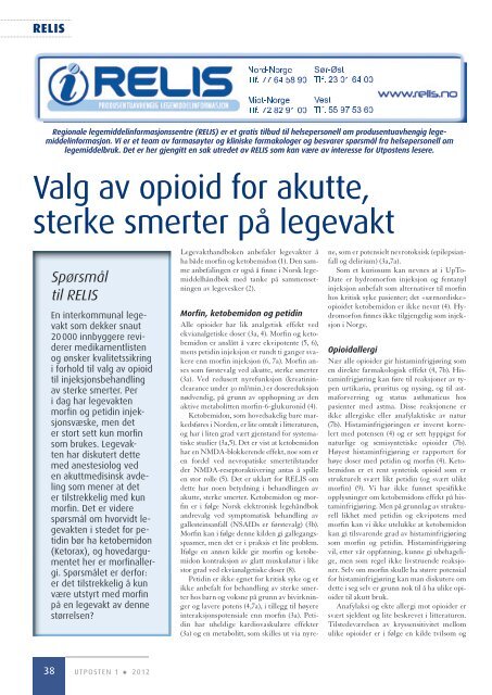 Valg av opioid for akutte, sterke smerter pÃ¥ legevakt - Utposten