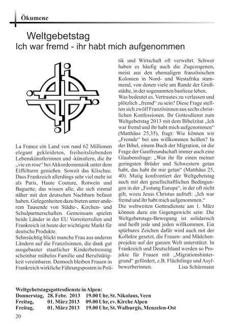 Ihr habt mich aufgenommen - Evangelische Kirchengemeinde Alpen