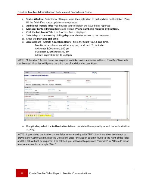 Trouble Administration Guide - Frontier Communications