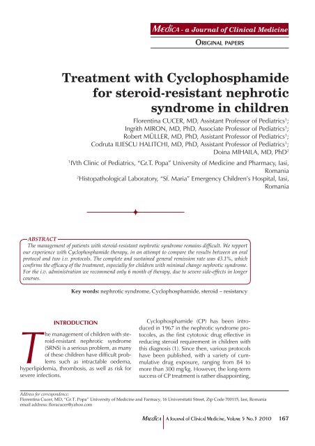 Treatment with Cyclophosphamide for steroid-resistant nephrotic ...