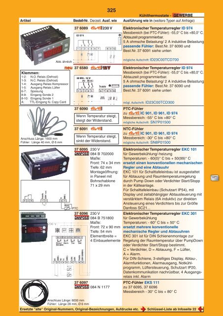 • Ersatzteile für Kühl-/Gefriergeräte • Zubehör Kältetechnik