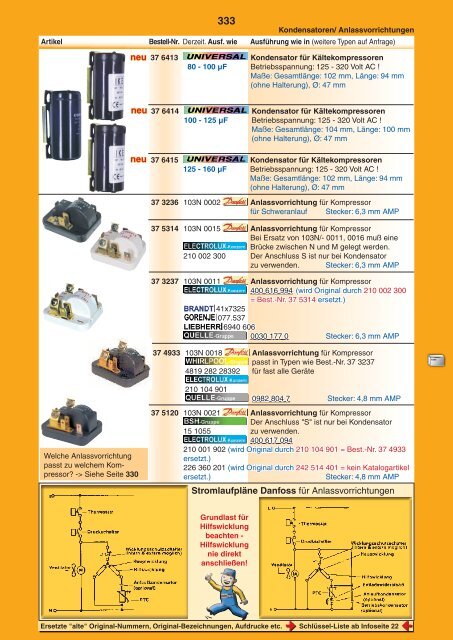 • Ersatzteile für Kühl-/Gefriergeräte • Zubehör Kältetechnik