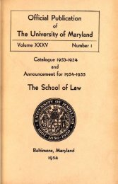 University of Maryland School of Law : Catalog, 1953-1954