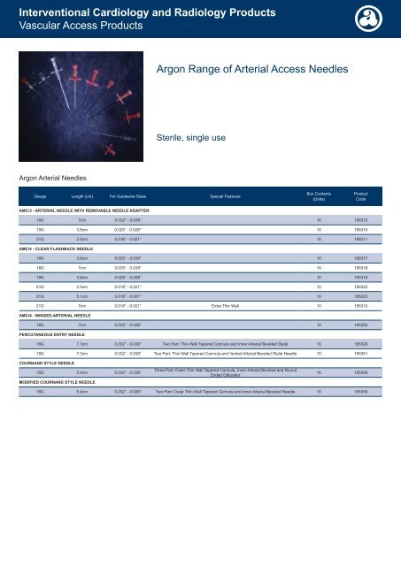 Argon Product Catalogue 2013 - Argon Medical Devices, Inc