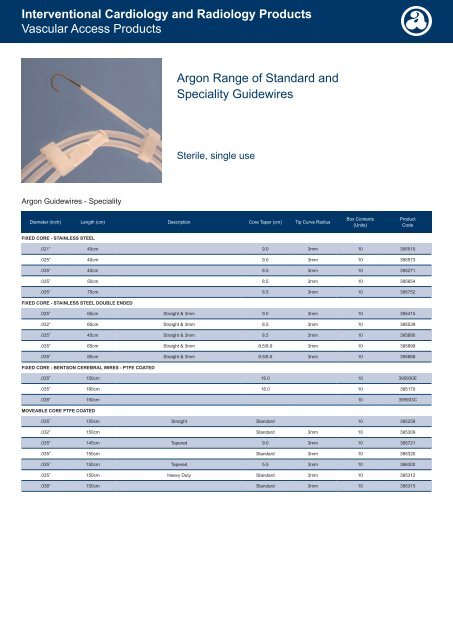 Argon Product Catalogue 2013 - Argon Medical Devices, Inc