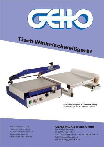 Tisch-Winkelschweißgerät - GEHO PACK Service GmbH