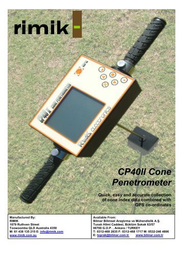 CP40II Cone Penetrometer - Bilmar Bilimsel AraÅtÄ±rma ve ...