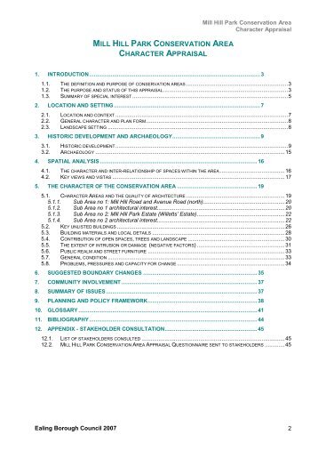 mill hill park conservation area character appraisal - Ealing Council