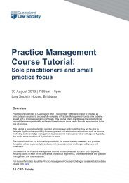Practice Management Course Tutorial: - Queensland Law Society