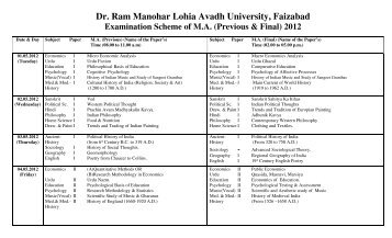 Dr. Ram Manohar Lohia Avadh University, Faizabad Examination ...