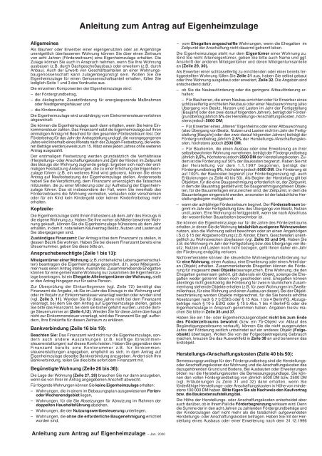 Anleitung Zum Antrag Auf Eigenheimzulage