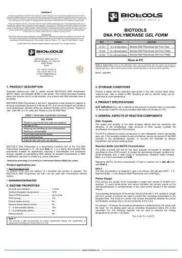 BIOTOOLS DNA POLYMERASE GEL FORM