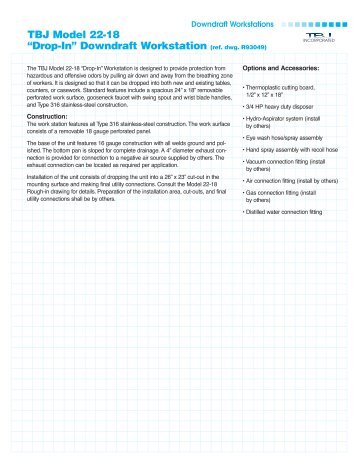 TBJ Model 22-18 âDrop-Inâ Downdraft Workstation (ref. dwg ... - TBJ Inc