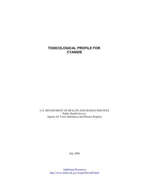 TOXICOLOGICAL PROFILE FOR CYANIDE - Davidborowski.com