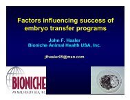 Factors influencing success of embryo transfer programs