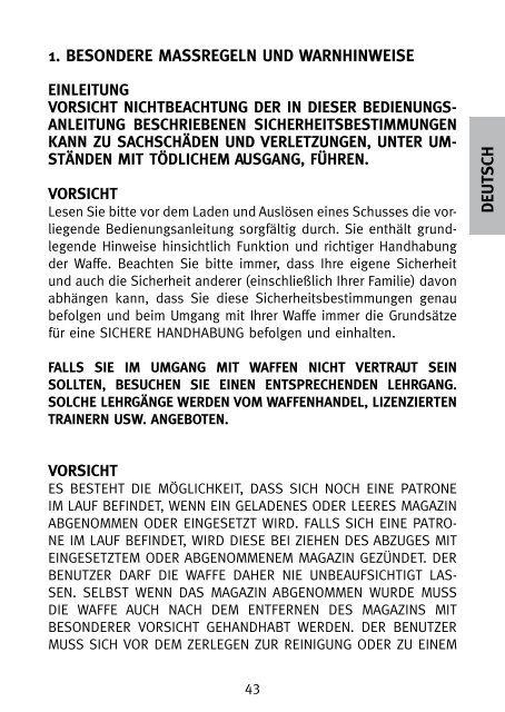 INSTRUCTIONS FOR USE BETRIEBSANLEITUNG